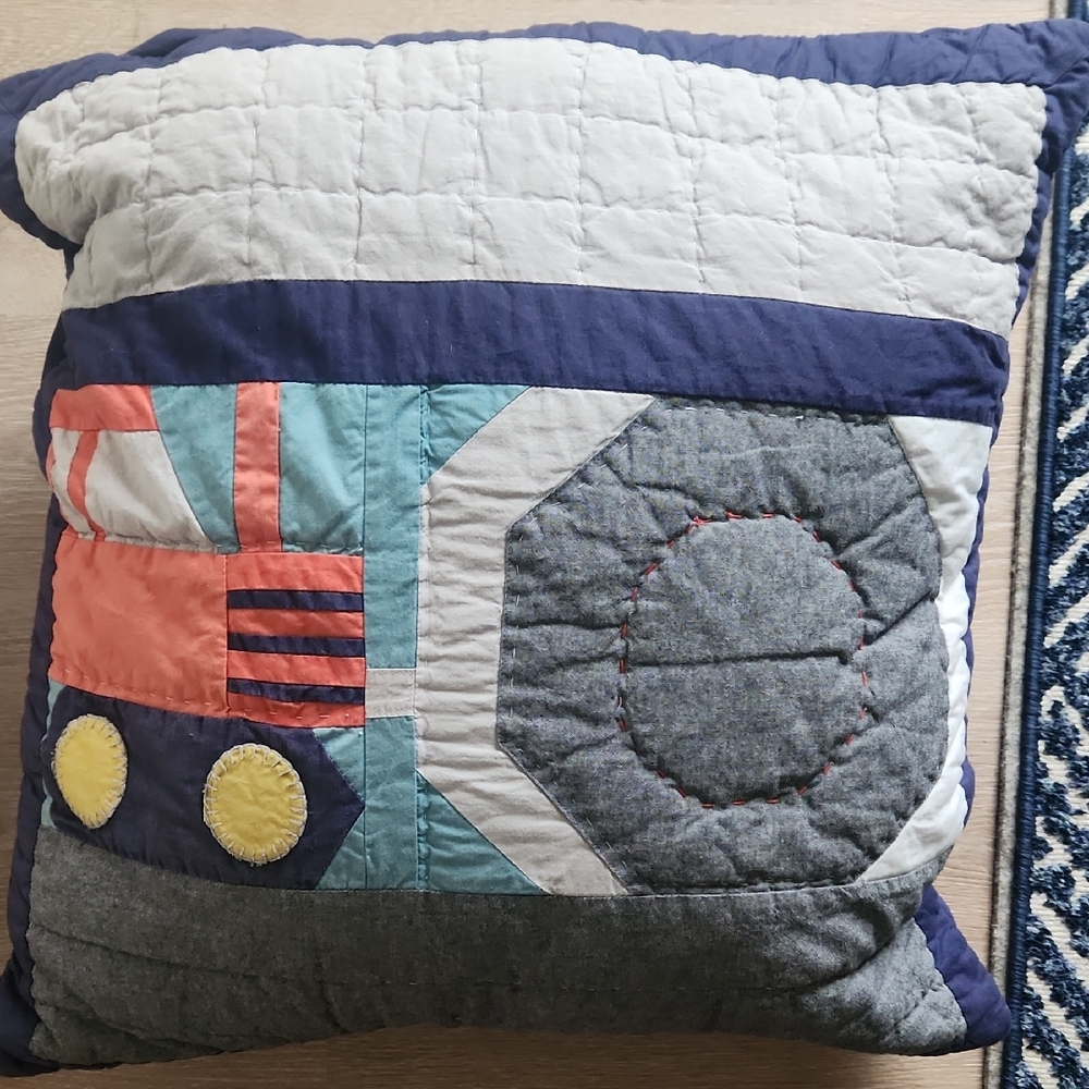 Pottery Barn Kids Jax Construction Quilt Euro Sham (Insert Not Included)